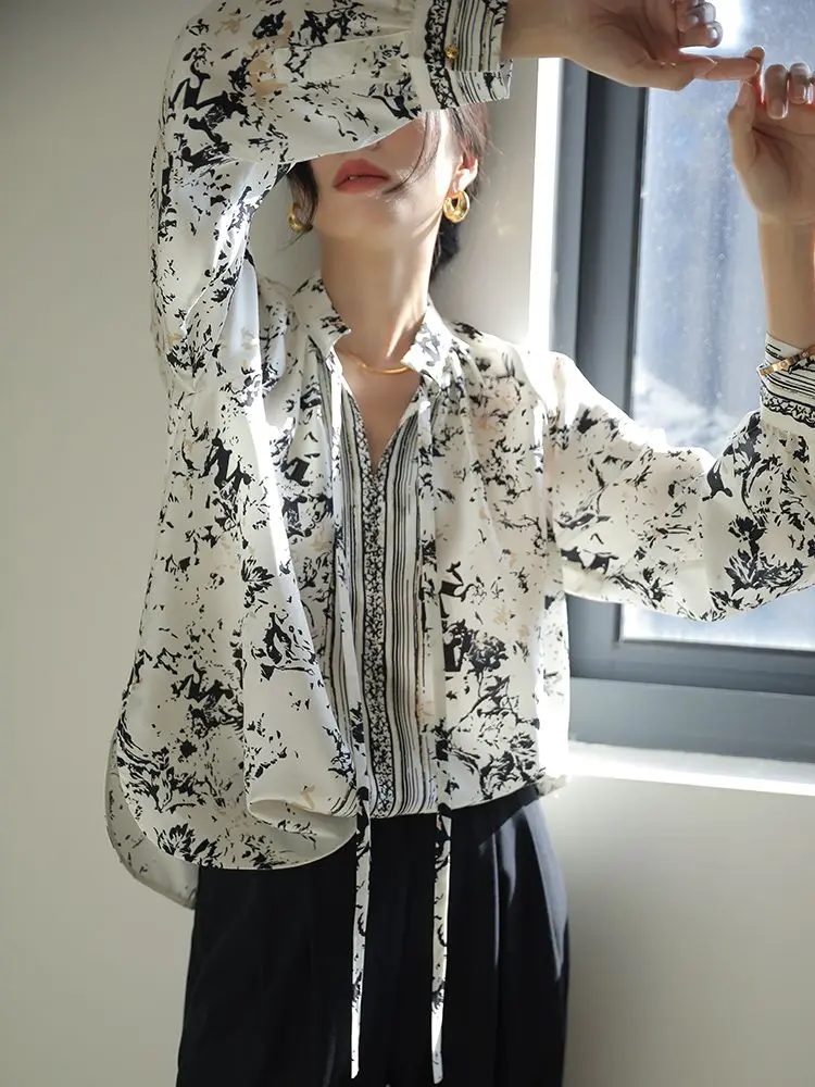 

Женские Элегантные свободные блузки с цветочным принтом