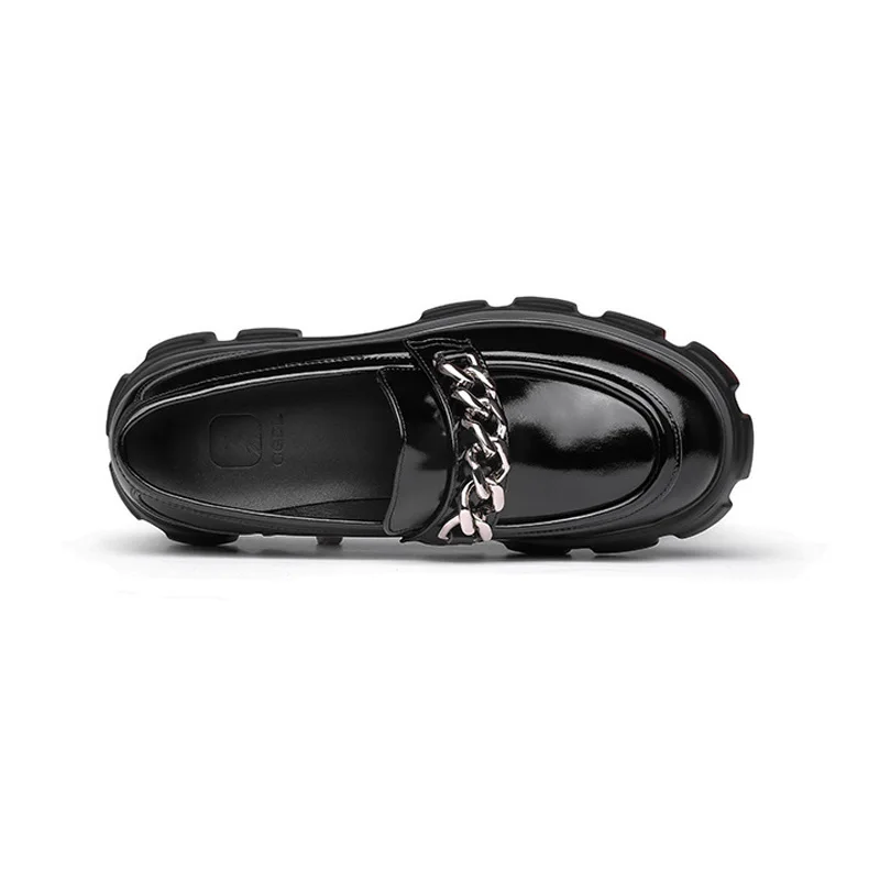 Men Thick Sole Heighten Business Casual Japan Harajuku Streetwear Fashion Punk Hip Hop Genuine Leather Cowhide Loafers Shoes