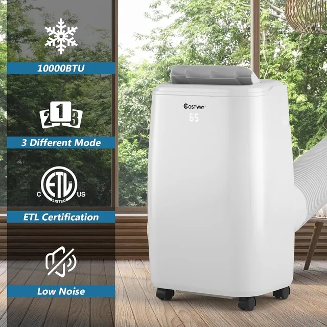 COSTWAY 1,0000 BTU Portable Air Conditioner,Cooling for Space up to 350 sq. ft with3 Modes,Multifunctional AC with RemoteControl 2
