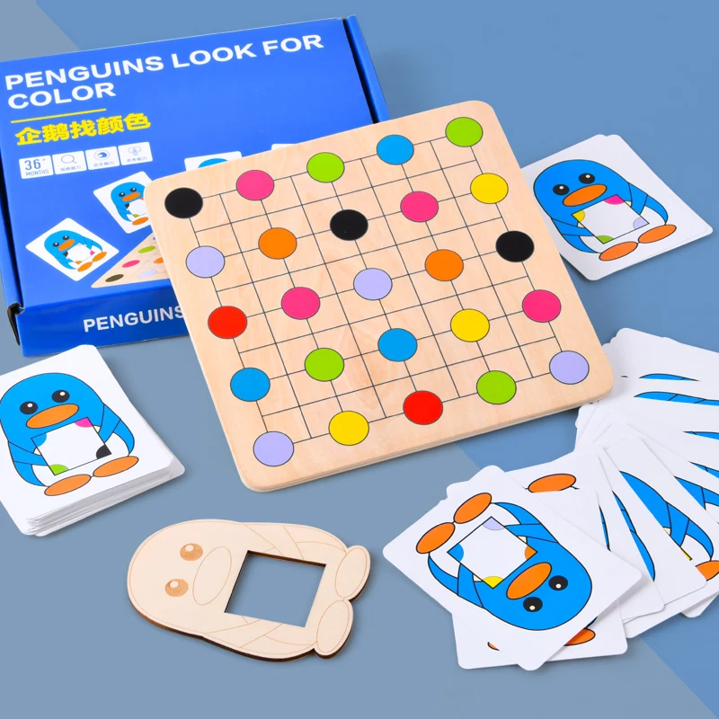 

Детская настольная игра Пингвин ищет цветной скользящий блок пазл для раннего обучения учебные пособия для цветов и форм головоломка обучающая игрушка