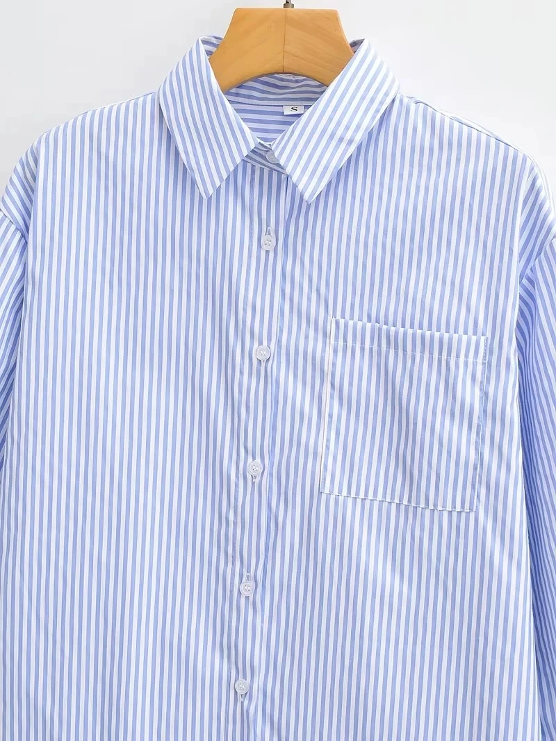 Maxdutti Japanese Style Fashion Striped Cotton Blouse Shirt Casual Long Sleeve Blouse Women Tops