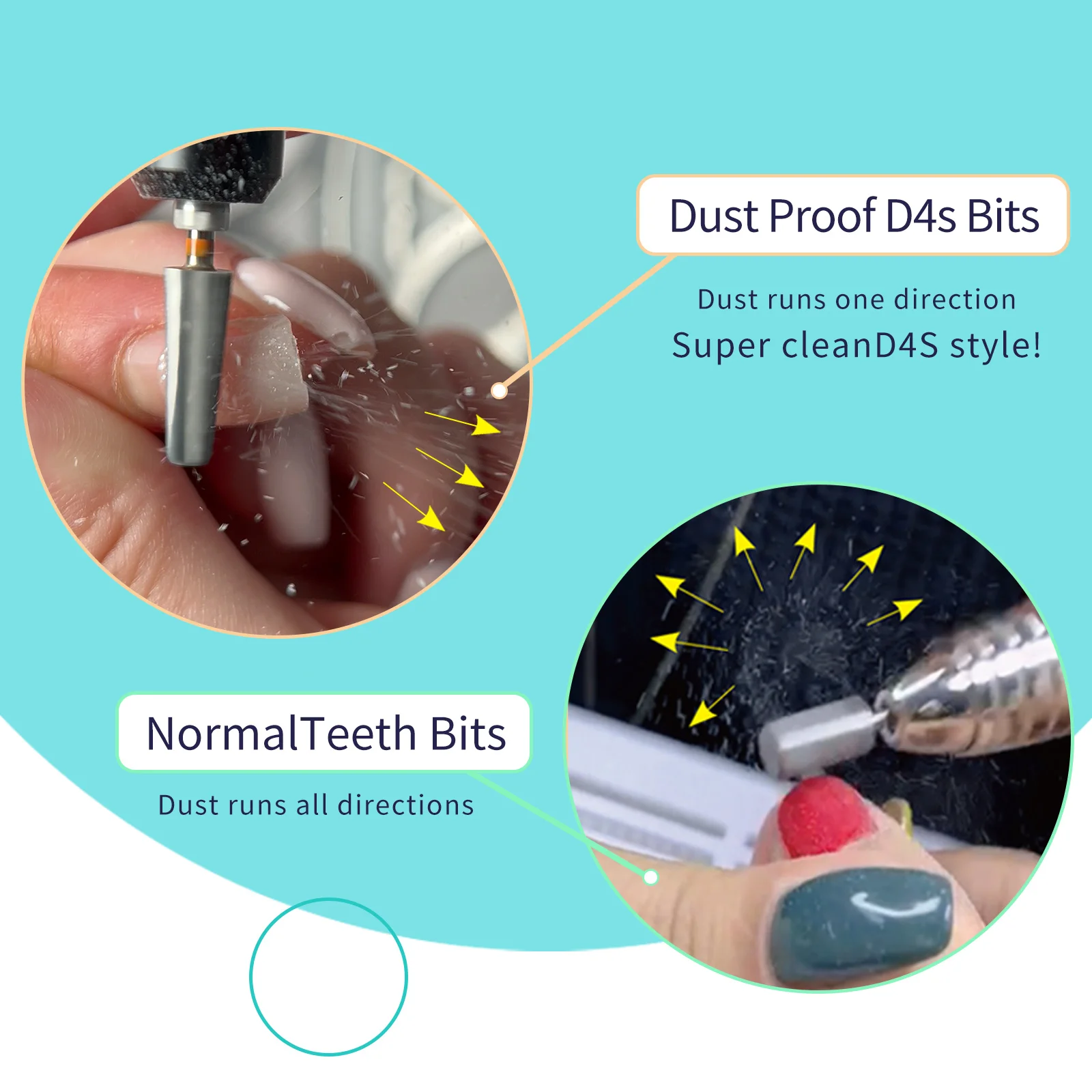 HYTOOS Safety Chamfer Tapered Nail Drill Bits Professional Electric Carbide Dust Proof Bits for Acrylic Nails Gel Removal Tool 6