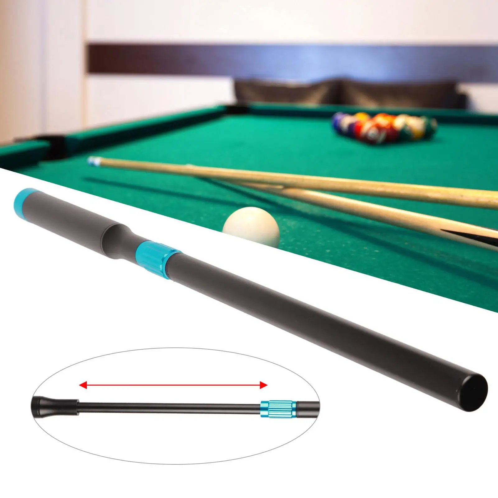 Portable Telescopic Snooker Extension Rod-Lightweight Aluminum Billiards Cue for Easy Use