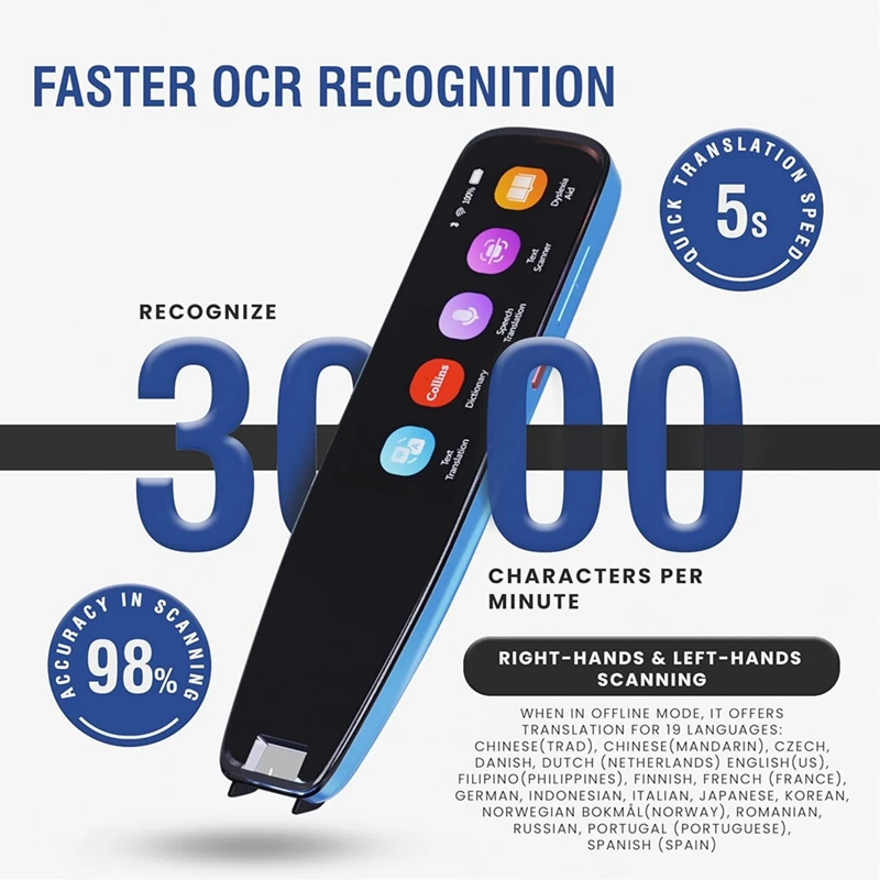 스캔 리더 펜, 16GB 콜린스 사전 스캐너, 번역기 스캔 펜, OCR 디지털 음성 번역기 장치