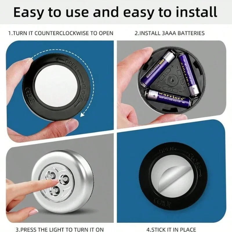 Battery-Free Touch LED Night Light-USB Rechargeable Stick-On Wall Lamp for Outdoor Camping,RV,Closet&Kitchen,Durable Motion