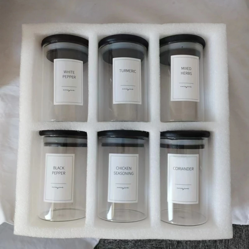 

250ml Glass Jar Set Clear Round Glass Storage Jars Spice Container Snack Holder for Home 6pcs/set