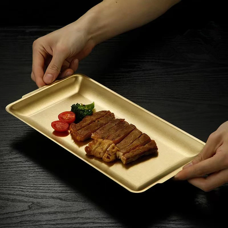 Stainless Steel Food Storage Tray Flat Bottom Shallow Trays Sushi BBQ Dish Fruit Vegetable Plate Kitchen Bread Baking Pan 4