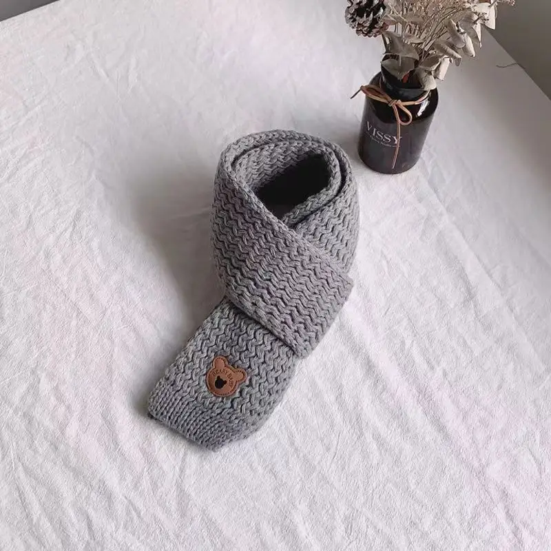 Baby Scarf Korean Cute Bear Knit Neckerchief For 1-10 Years Kids