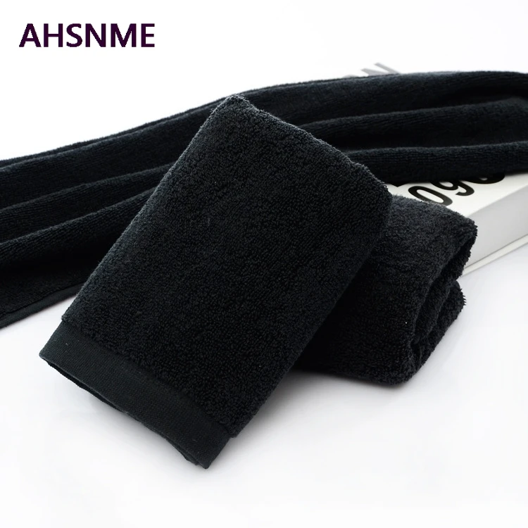 Professional Customized LOGO 100%Cotton Black bath towel Hand Towel Embroidery Name Personalized Towel Gift for Friends Family 5