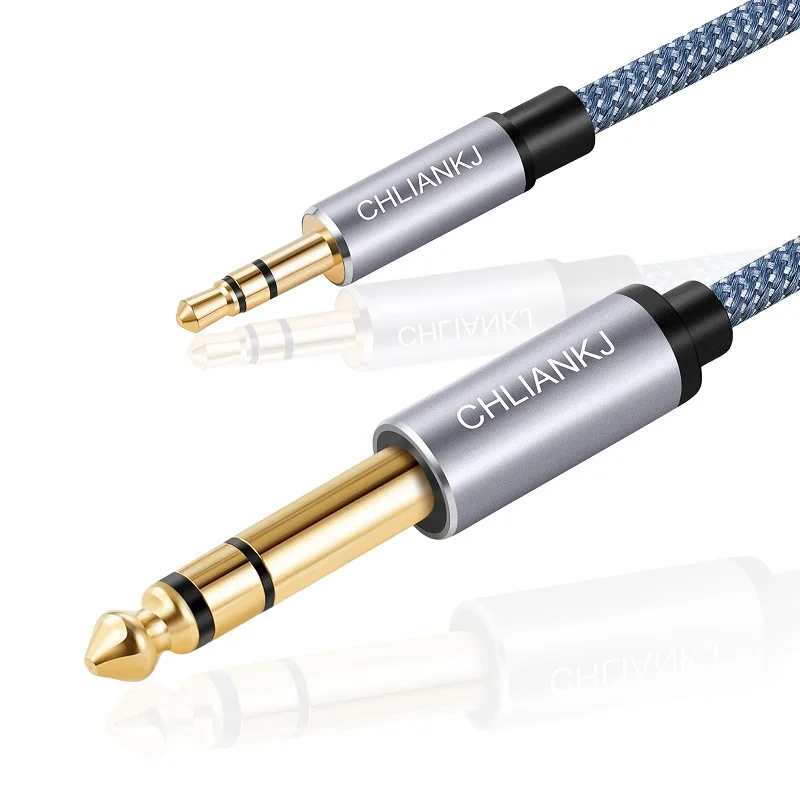 Shuliancable  3.5Mm To 6.35Mm Stereo Jack Cable, Braided Nylon Mesh, Compatible With Guitars, Amplifiers,   Headphones, Laptops