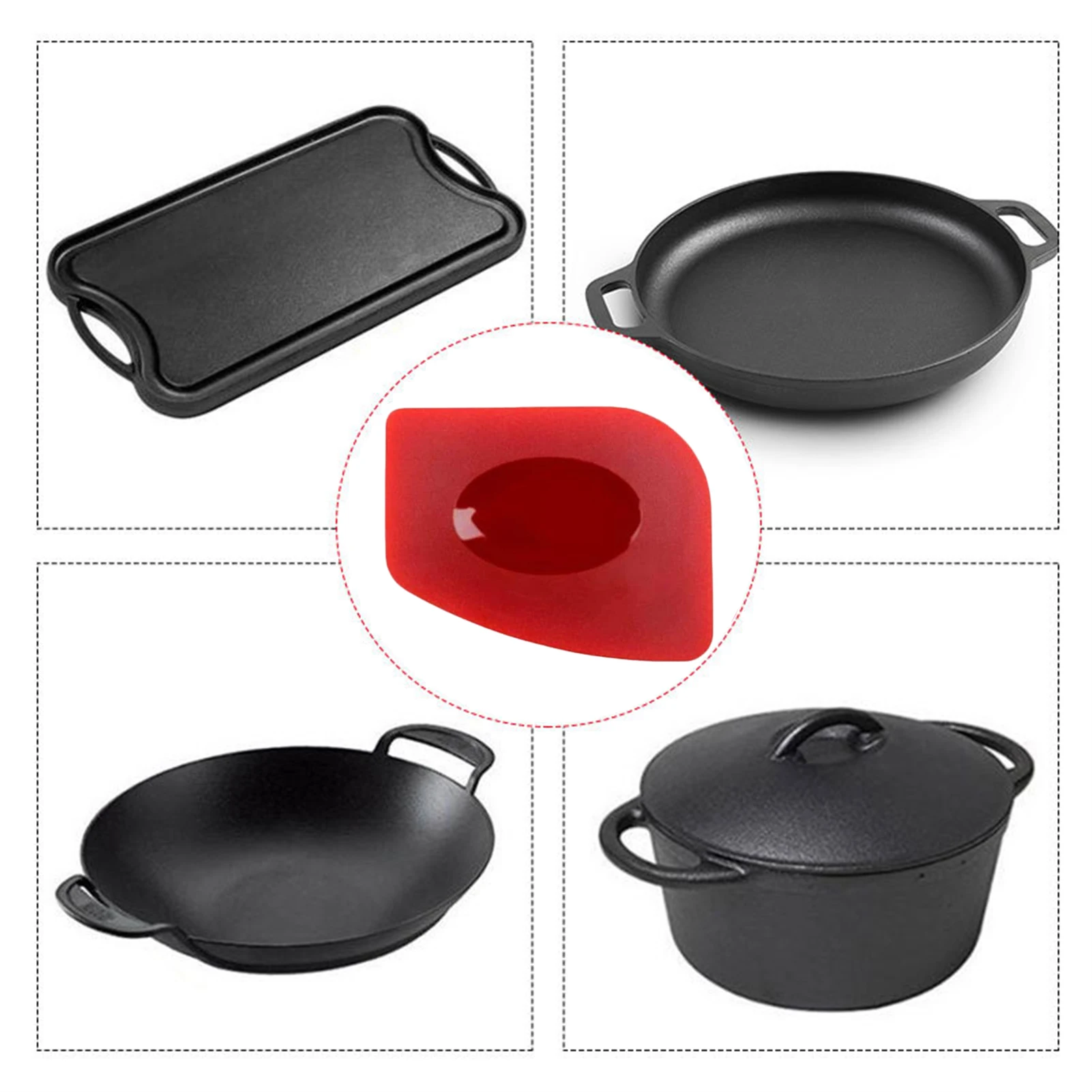 2pcs Grill Pan Scrapers Cast Iron Skillets Frying Pan Cleaners Zigzag Cookware Grill Pan Oil Dirt Cleaner Scraper Cleaning Tools 4