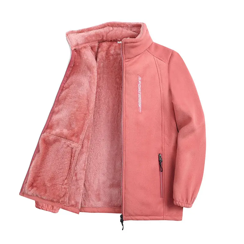 Autumn Winter Polar Fleece Warm Coat Women Sweatshirt Outdoor Sports Casual Zipper Cardigan Jacket Top Slim Teenagers Couple 2