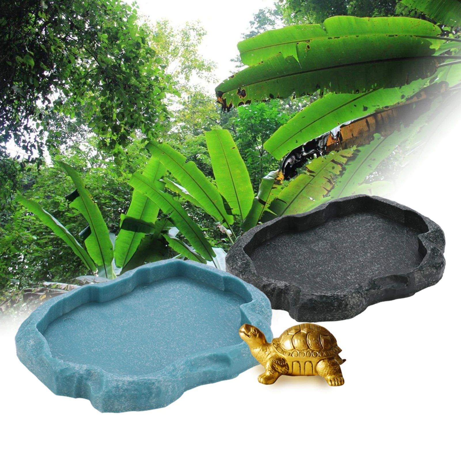 Resin Reptile Rock Food and Water Dish 1