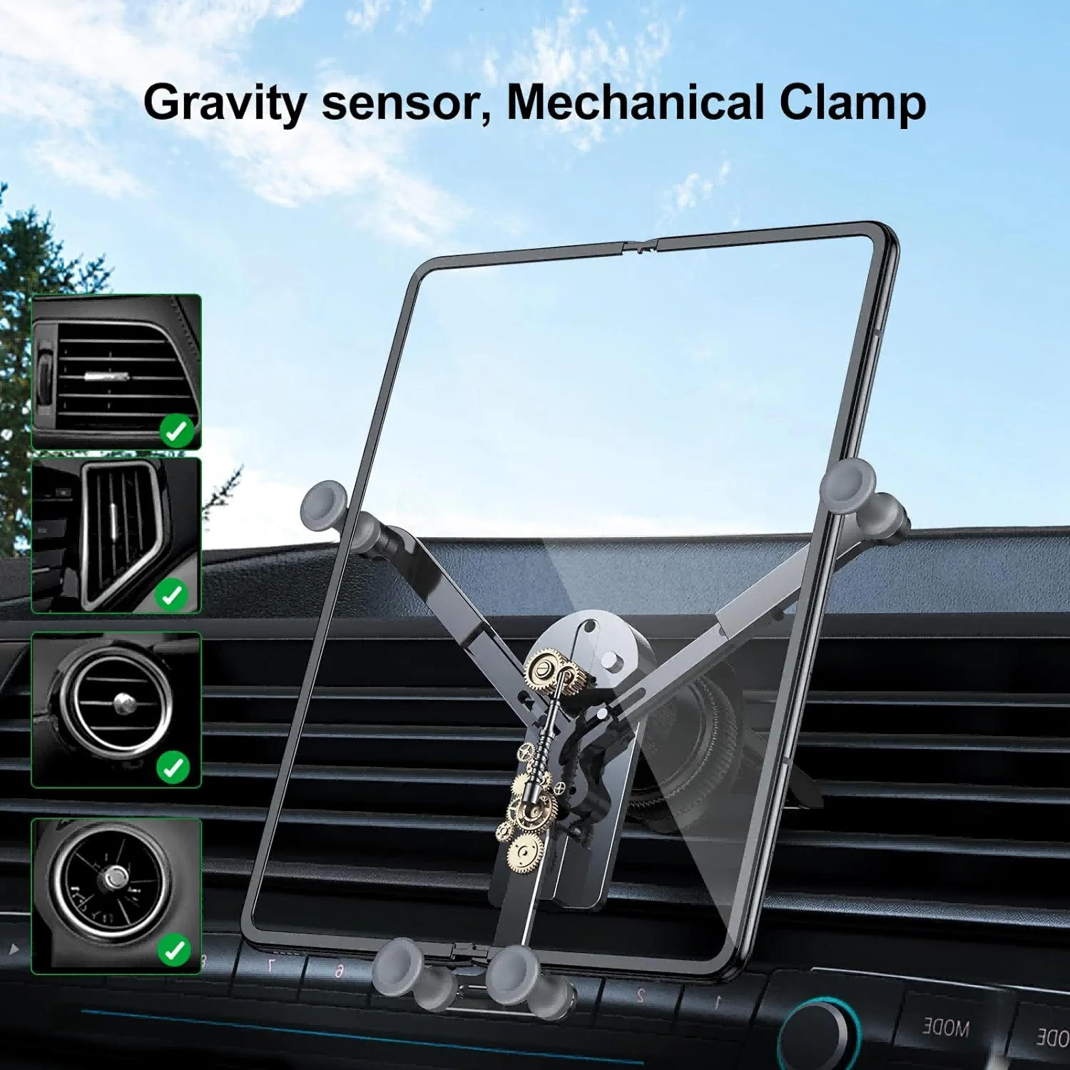 Eary Car Phone tablet Holder Mount Air Vent Gravity Automobile Stand for Samsung Galaxy Z Fold 7 6 5 S25 iPhone 17 16 ipad mini