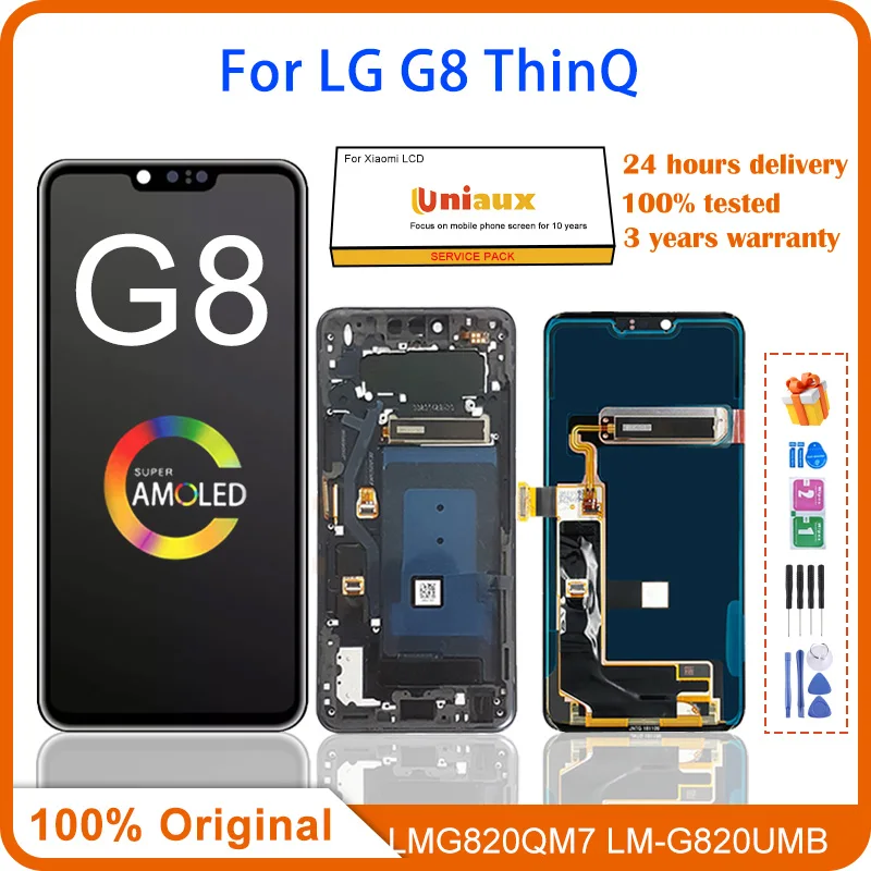 

6.1"Original AMOLED For LG G8 ThinQ G820 G820N G820UM LCD Display With Frame Touch Screen Digitizer For LG G8 Screen Replacement