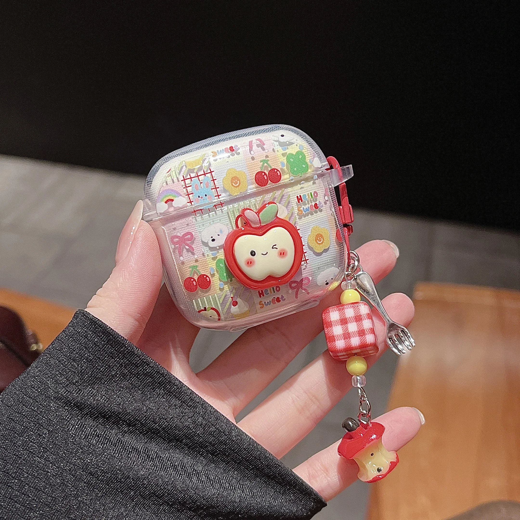 Kawaii Sweet Apple Cherry Earbuds Protective Anti-Drop Case Cover