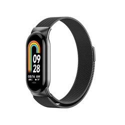 Milanese Loop Magnetic Metal Strap for Smart Bands - Elegant Bracelet Wristband Accessories (Black)