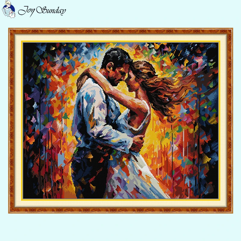 Couple embracing Art Figures Pattern Cross Stitch Kit Aida 14ct 16ct 11ct Canvas Printed Fabric Embroidery DIY Home Decor Crafts