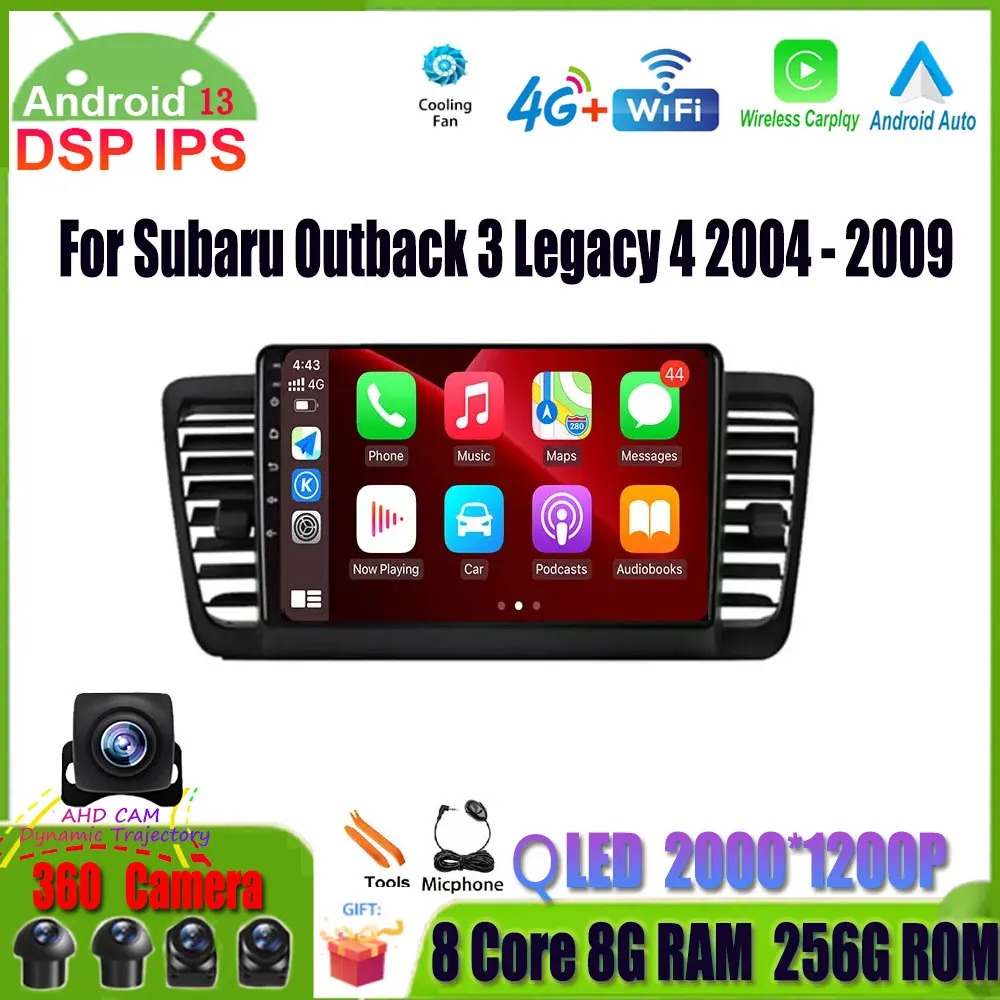 

Автомобильная Мультимедийная система, автомагнитола 9 дюймов на Android 13, с GPS, видеоплеером, для Subaru Outback 3 Legacy 4, 2004, 2005, 2006, 2007, 2008, 2009, DSP