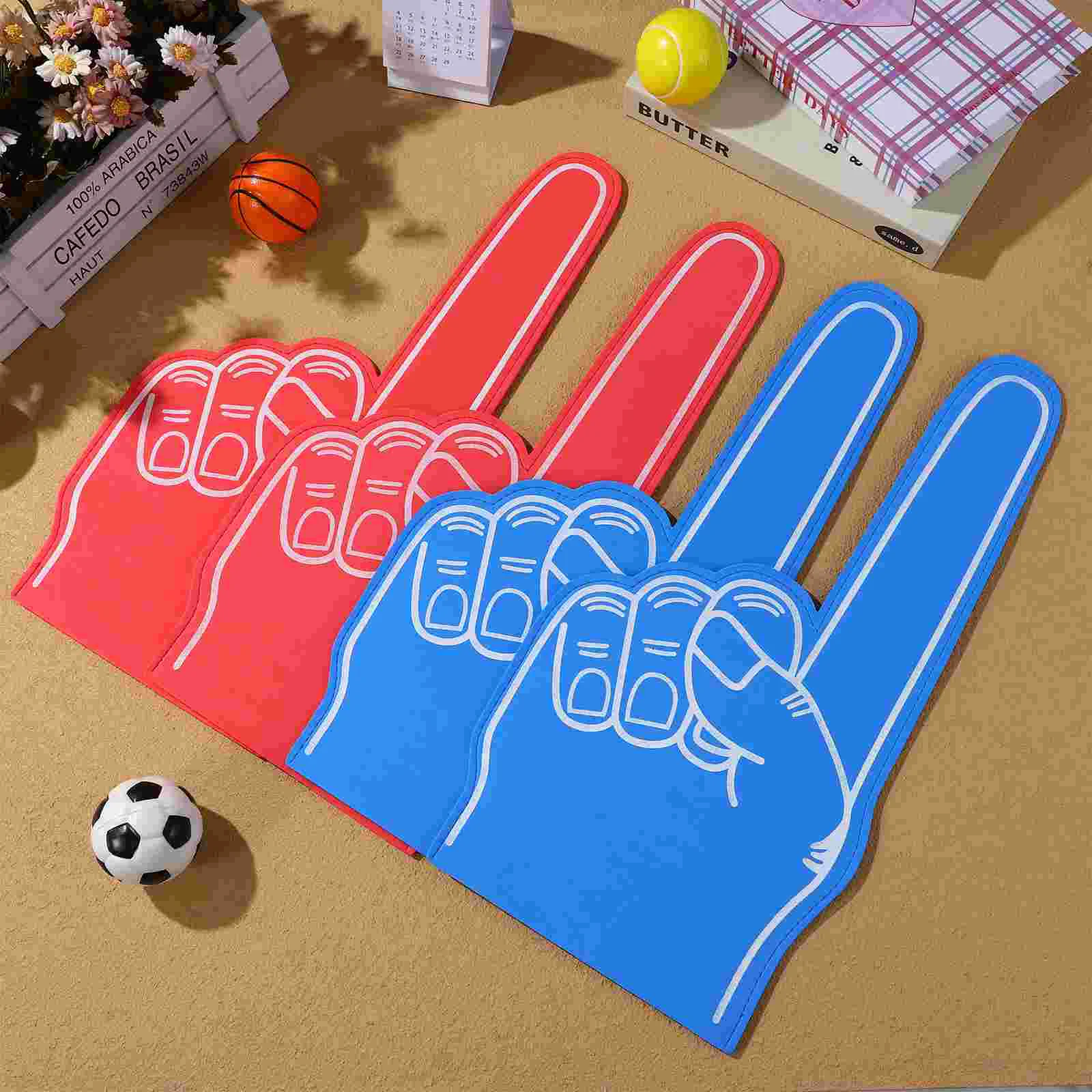 4 Pcs Foam Finger Giant Foam Finger Cots Large Size Anti Slip EVA Cheerleading Props Sports Favors Team Souvenirs
