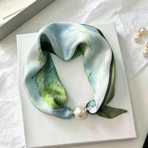 Elegant Chic Pearl Stripe Scarfs Women Fashion Convenient Magnetic Buckle Scarf Pearl Tail Artistic Accessory Neck Wrap Scarves - Image 17