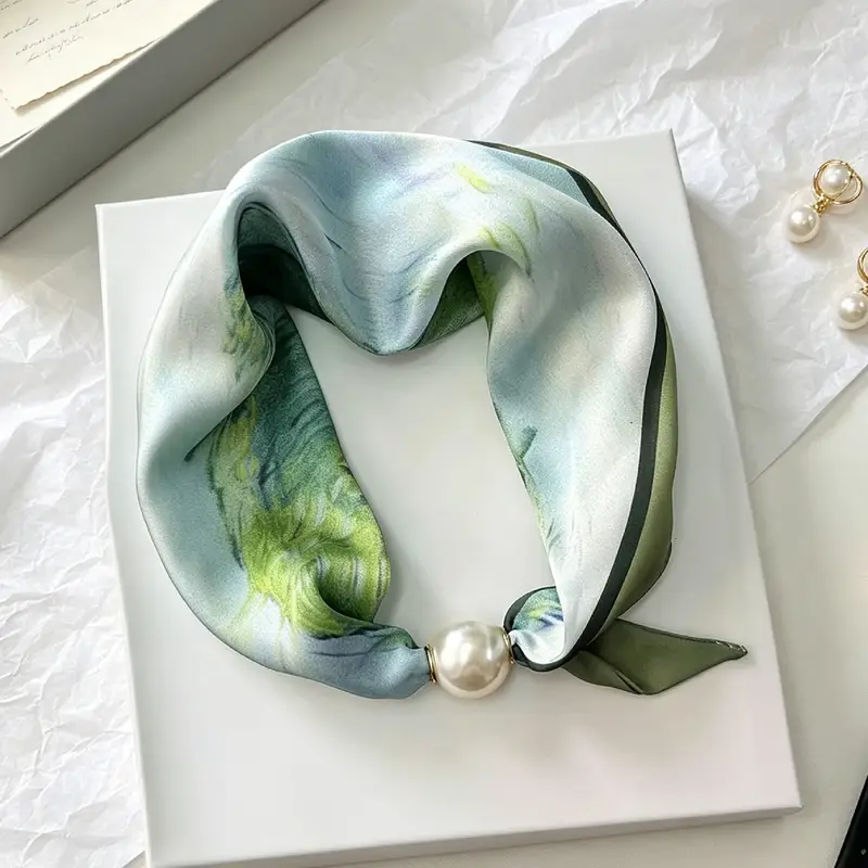Elegant Chic Pearl Stripe Scarfs Women Fashion Convenient Magnetic Buckle Scarf Pearl Tail Artistic Accessory Neck Wrap Scarves - Image 17