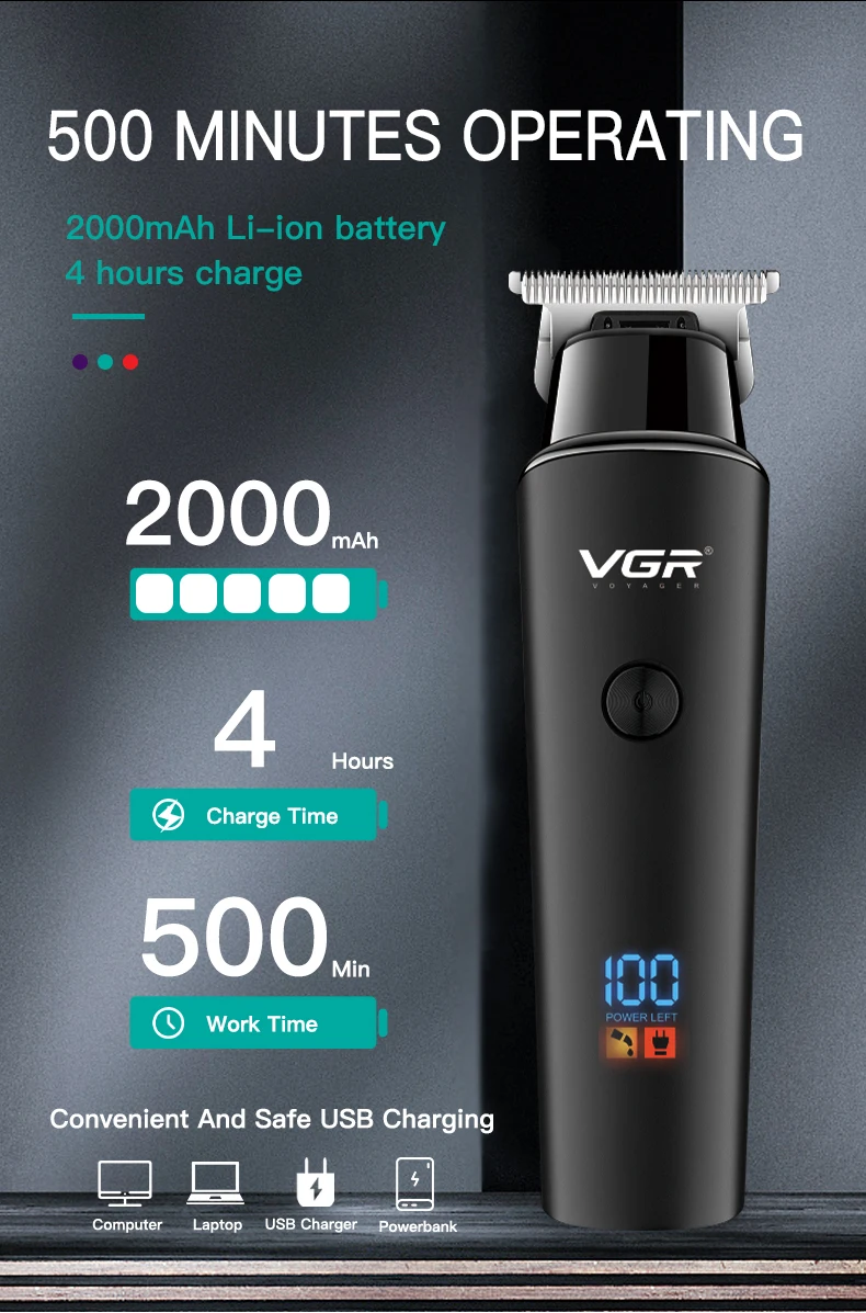 Vgr haars ch neider profession elle elektrische schnur lose haars ch neider wiederauf ladbare led-anzeige v 937 – Detail 6