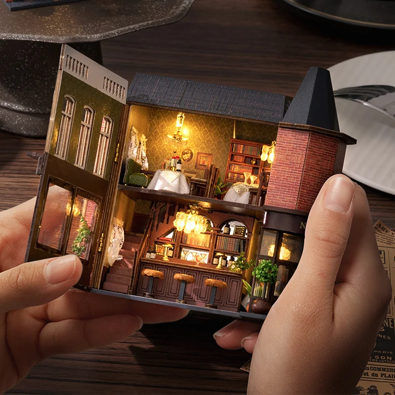 2014 新しい Diy ミニ木製ドールハウス家具ライトドールハウス