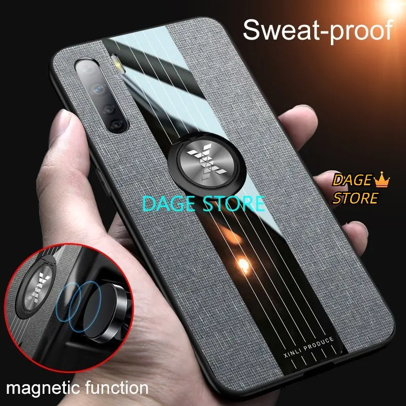 For OPPO A91 Case Shockproof Finger Ring Back Cover Hard Stand Casing_voghion.com