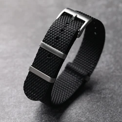 Vintage Braided Nylon Strap - Black, Green & Grey - Breathable and Soft Diving Watchband - 22mm (Brack)