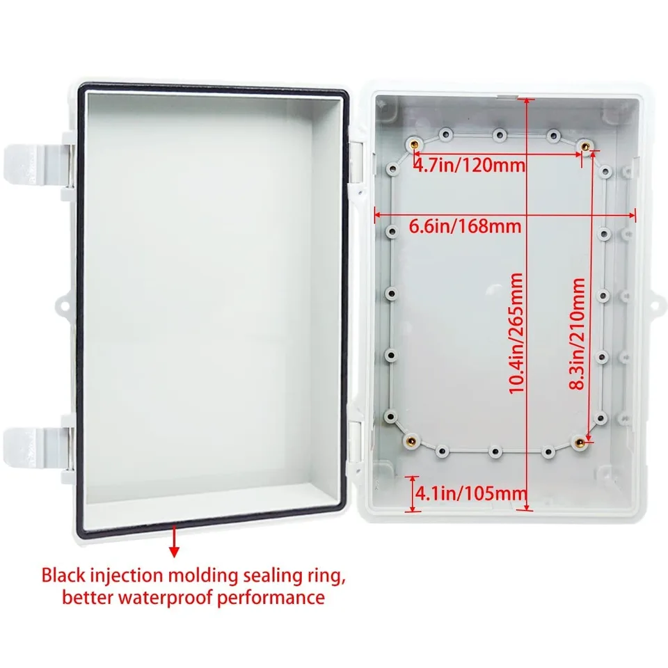 Junction Box IP67 Waterproof ABS Project Box DIY Electric Circuit Board Protective Boxes for Indoor Outdoor 220x170x110mm