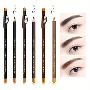 12pcs black/borwn/dark brown eyebrow pencil sharpener Eyebrow Pencil with Sharpener eyebrow line lasting 1
