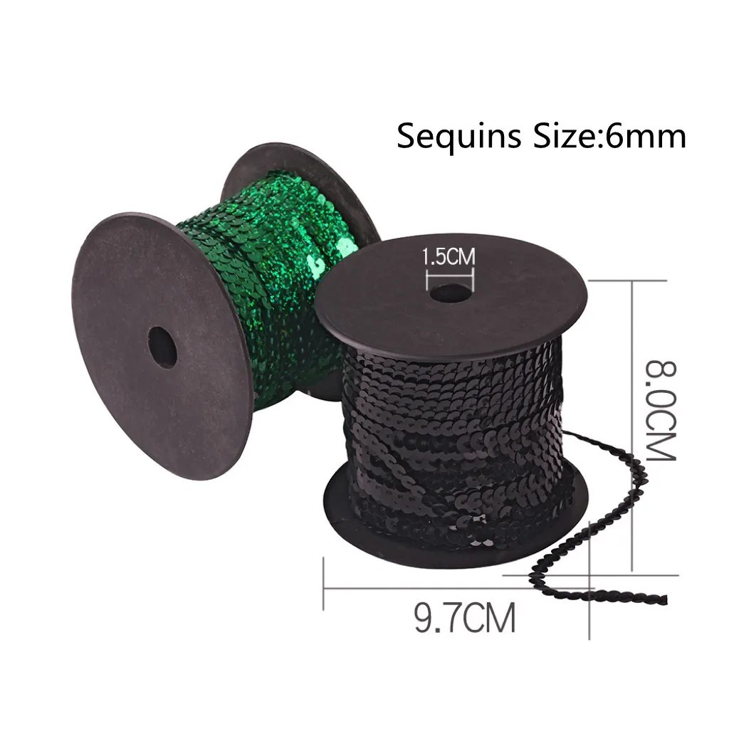 5/ 100 yard 6mm Sequins Ribbon Round Flat Sequins Laser Giltter