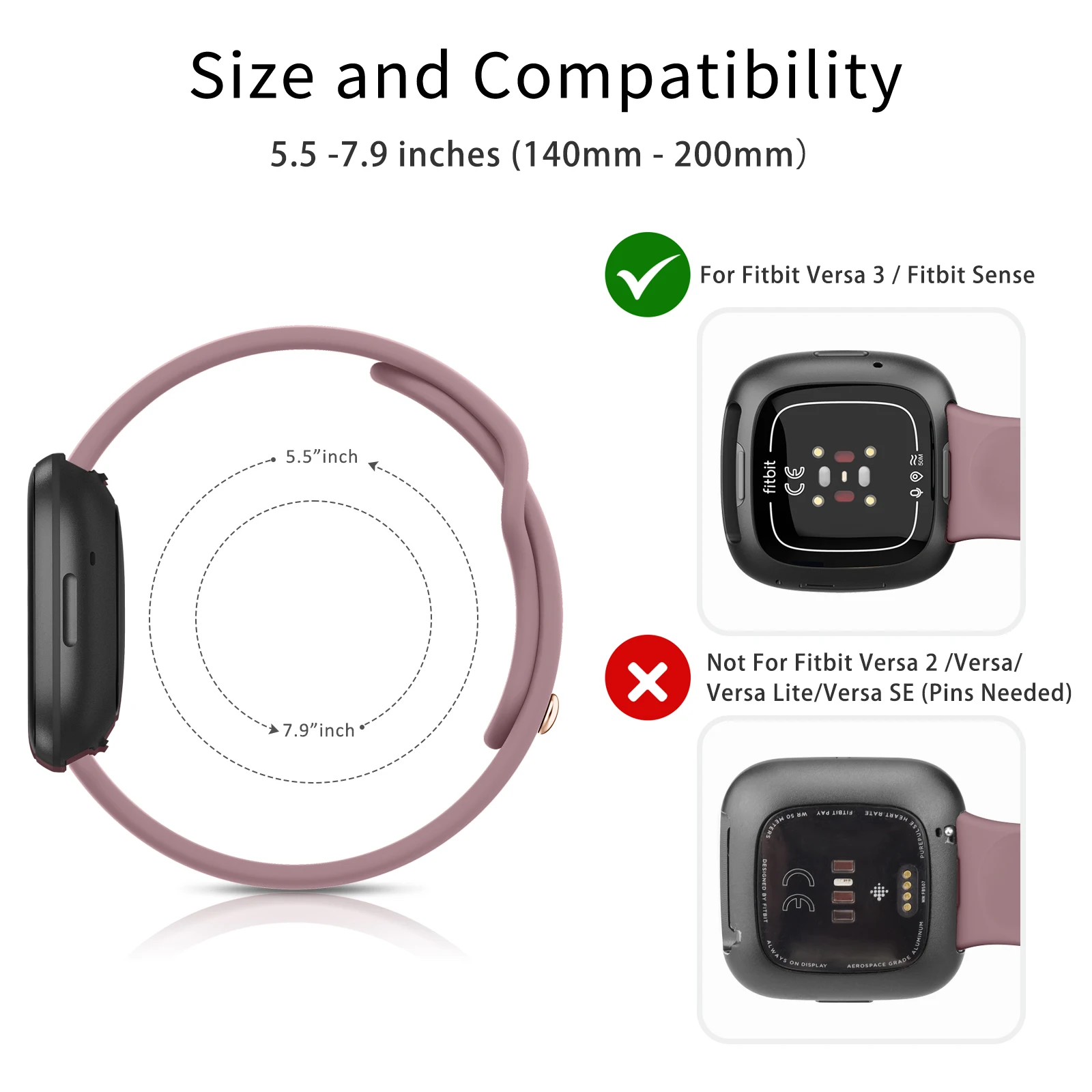 Soft Silicone Strap Wristband for Fitbit Versa & Sense Series