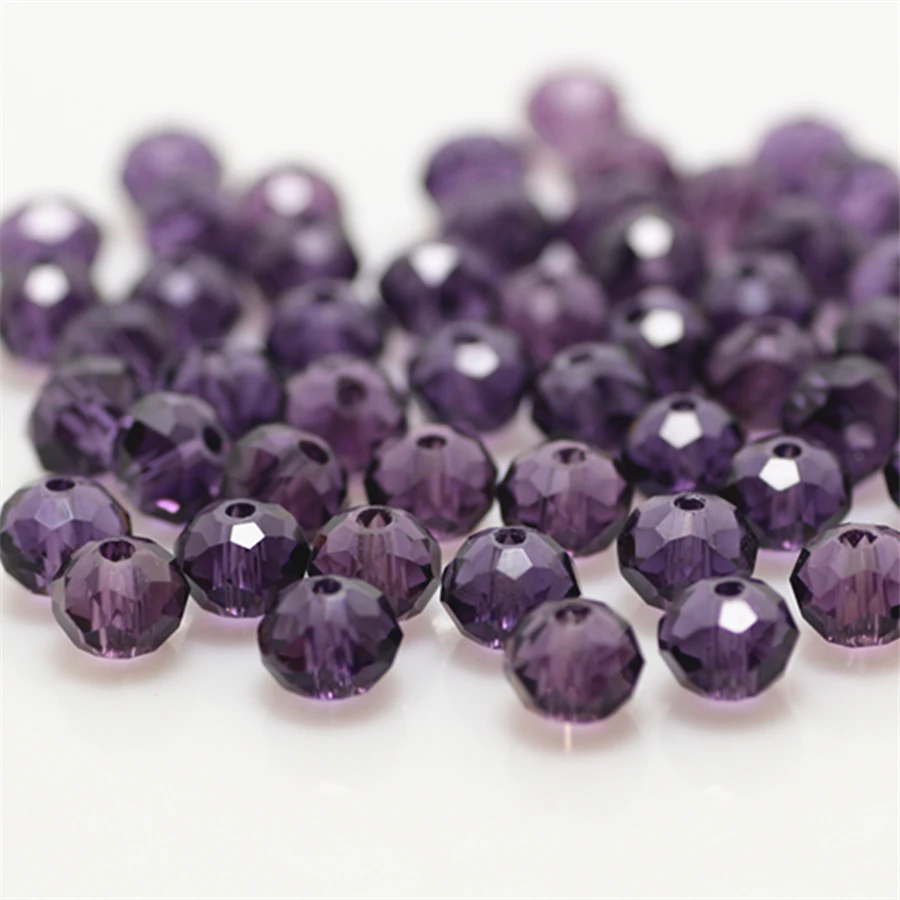 Dark Red Faceted Crystal Glass Rondelle Beads - 50pcs