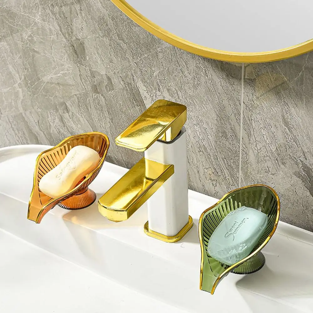 Leaf Shape Suction Cup Soap Dish No punching Self Draining Soap Tray No Water Accumulation Extend Soap Life Soap Holder