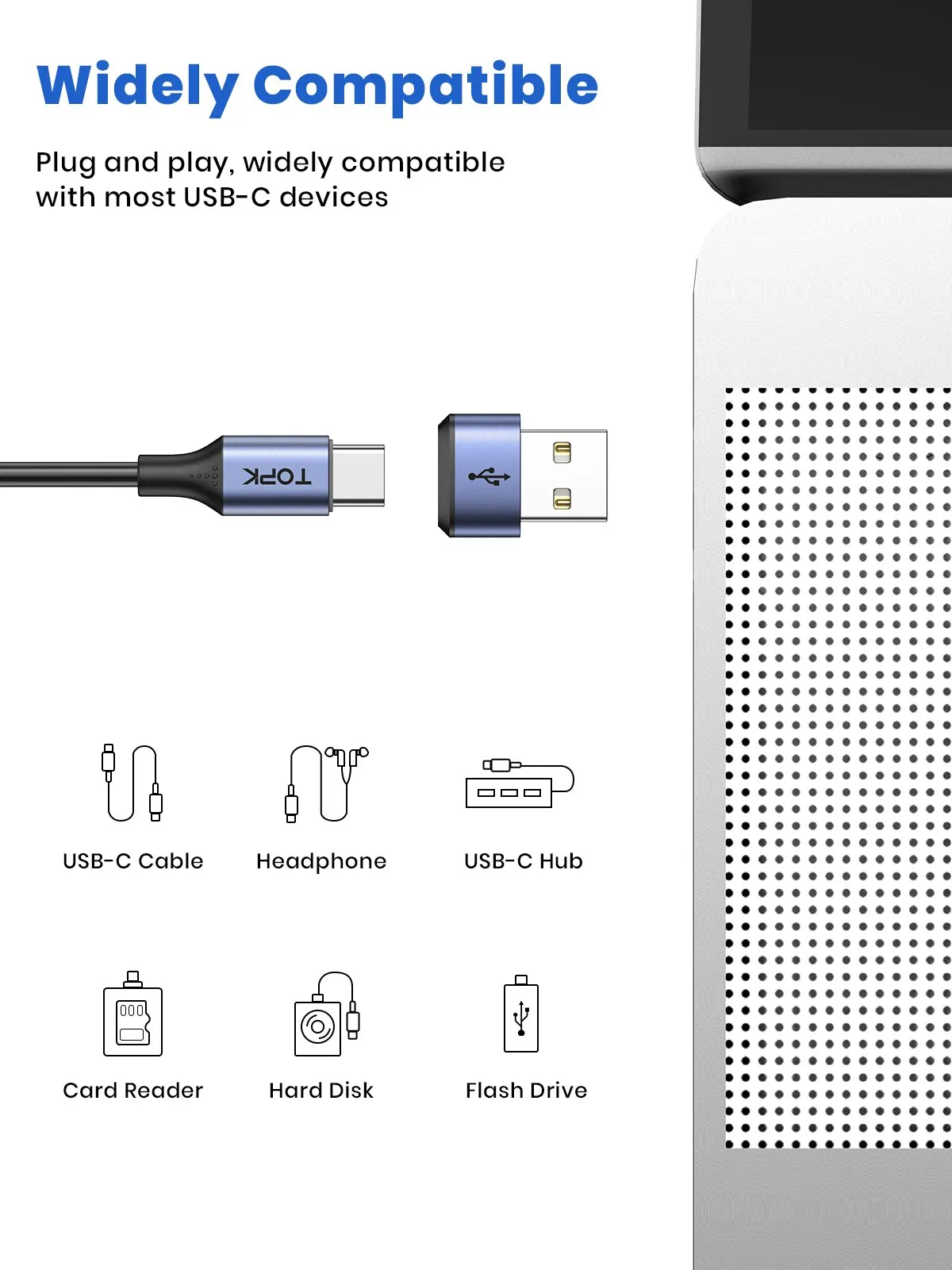 Enhanced USB-C to USB-A Fast Charging & Data Sync OTG Adapter