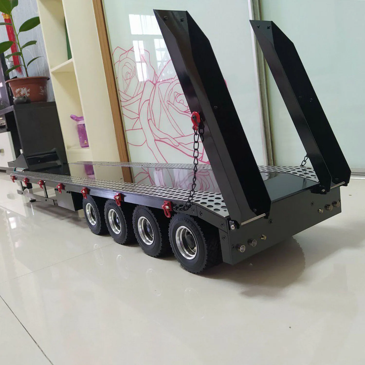 4 Axles Trailer 1/14 RC Painted Assembled Semi-trailer Metal Model for Remote Contro Dump Car Tractor Truck Toy TH23237 3