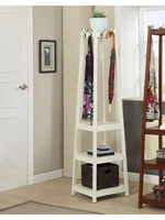 Coat Rack with 3-Tier Storage Shelves, white Finish 1