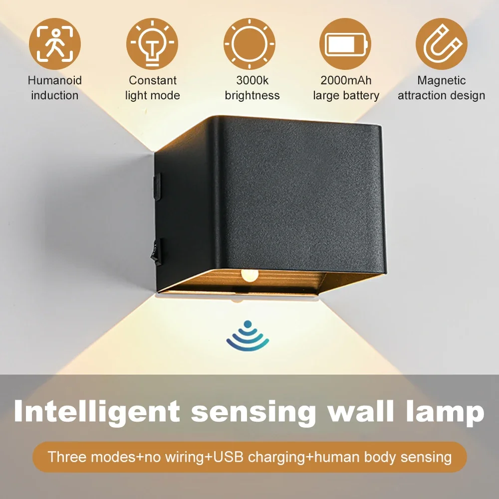 Rechargeable Wall Lamp 3 Modes USB Charging For Livingroom
