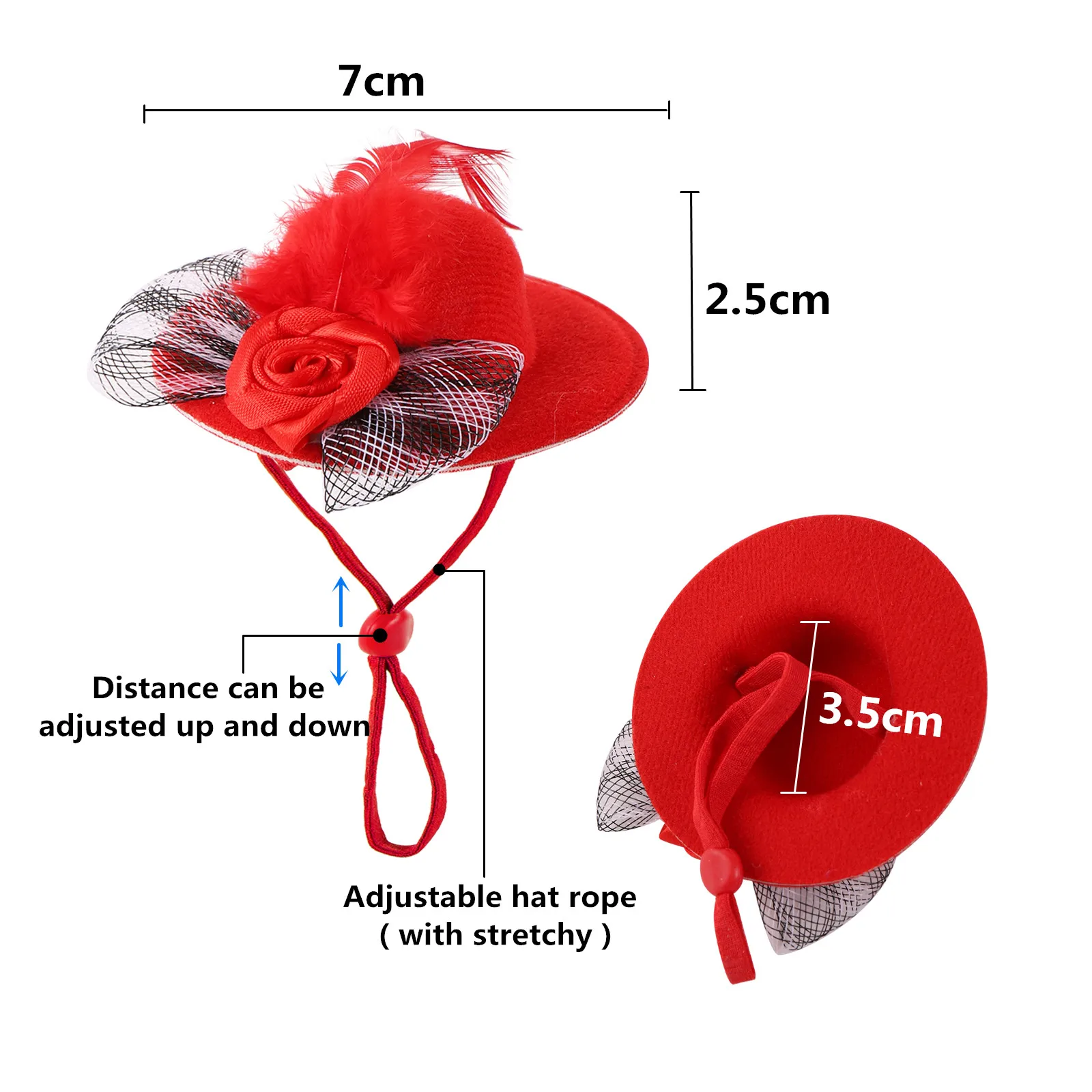 1 Pc Pet Hen Decorative Hat Velvet Large Silk Flower Topper Hamster Lizard Hat Adjustable Parrot Topper Pet Fashion Clothing