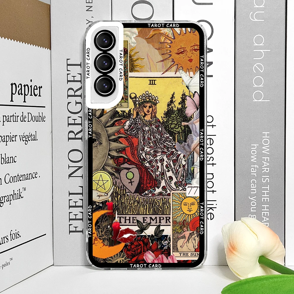Mystical Witch Tarot Card Collage Clear Soft Phone Case