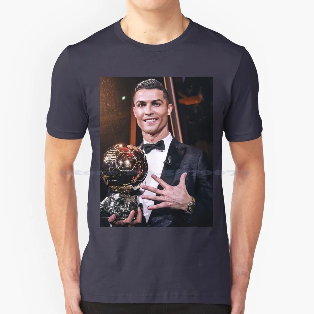 Ronaldo Five Time Golden Ball , Gifts , Football Gifts T Shirt 100% Cotone Tee Ronaldo7 7 Portogallo Goal Wallpaper Top Discount