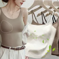 40-70kg Summer Ice Silk Camisole Top with Build-in Bra for Women Back Underwear Fixed Cup One-Piece Slimming Tanks Bra Underwear - Image 2