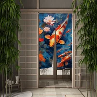 Japanese Koi Fish Door Curtain Fengshui Kitchen Bedroom Doorway Curtain Entrance Hanging Half-Curtain Partition Curtain Drape 2