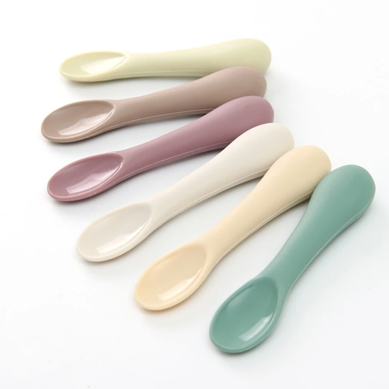 

Baby Spoon Soft Silicone Self-Feeding Spoon Kids Kitchen Utensil Cutlery 2PCS