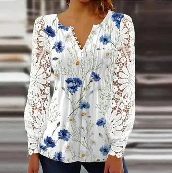 NEW Elegant Loose Shirt Woman Temperament Casual Shirt Women Long sleeve Printed Woman Shirt Weekend 1