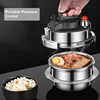 Portable Outdoor Camping Micro Pressure Cooker Stainless Steel Anti-explosion Dorm Hike Pot for Gas Electric Stove Dual Way Use 1
