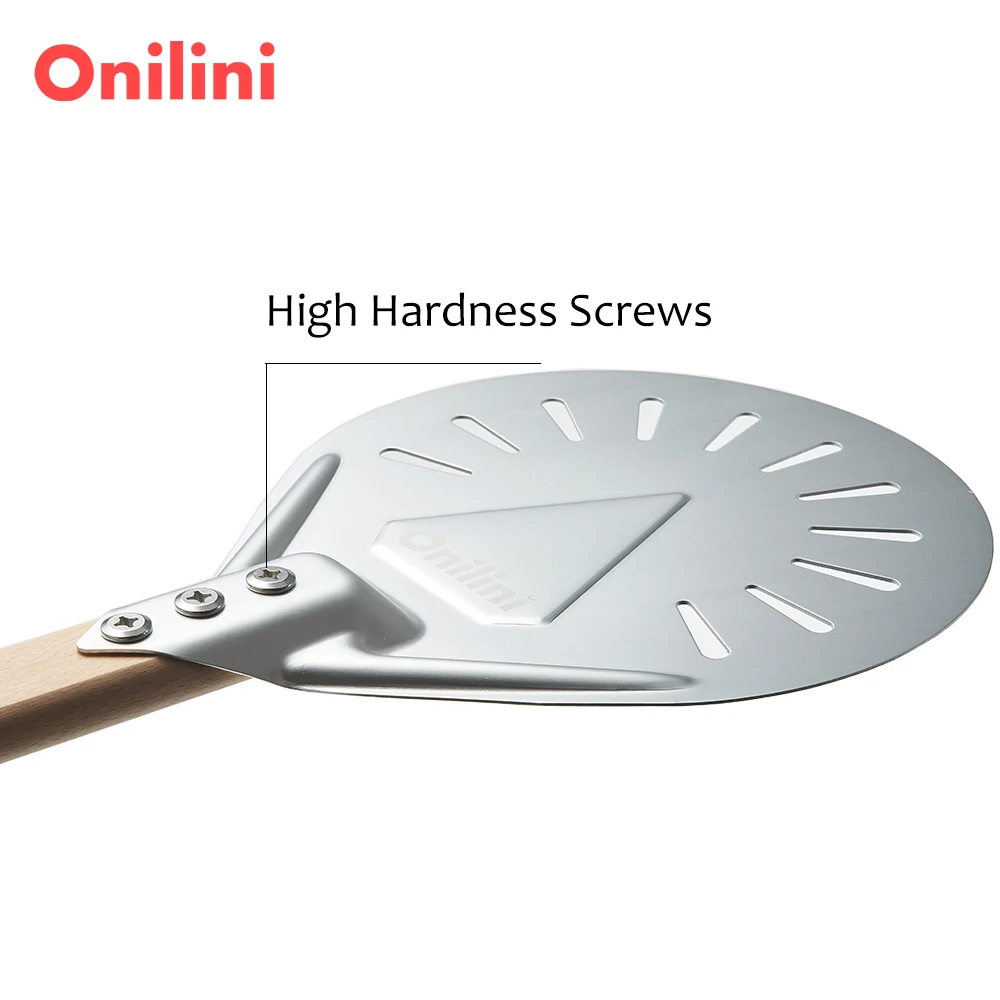 7/8/9 inch Perforated Pizza Peel Anodized Wooden Handle Short Pizzas Shovel Pizza Shovel Paddle with Free Spoon
