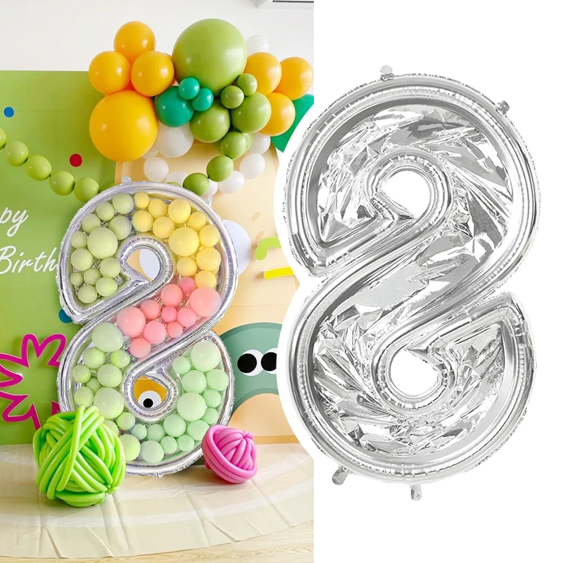 

65inch Giant Foil Number Figure 0-9 Balloon Filling Frame Frame Kids 1st Birthday Party Decoration Wedding Anniversary Supplies